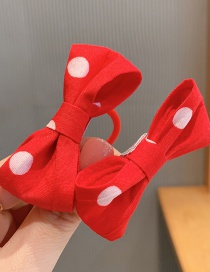 Fashion Red Dot [1 Pair] Checkered Polka Dot Printed Bow Hair Rope