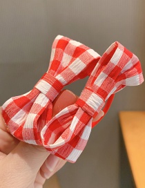 Fashion Red And White Grid [1 Pair] Checkered Polka Dot Printed Bow Hair Rope