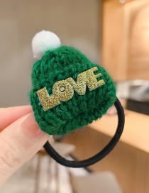 Fashion Green Hat [hair Rope] Knitted Woolen Hat Letter Children S Hair Rope Hairpin