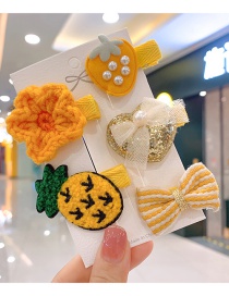 Fashion Woolen Flowers [5 Piece Set] Children S Hairpin With Cloth-wrapped Fruit And Flower Lattice