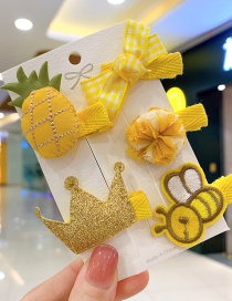 Fashion Yellow Pineapple [5 Piece Set] Children S Hairpin With Cloth-wrapped Fruit And Flower Lattice