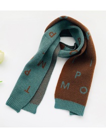 Fashion English Alphabet [lake Blue] Knitted Woolen Letter Flowers Contrast Color Double-sided Children S Scarf