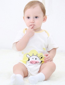Fashion Cow Short Sleeve Romper Animal Print Contrast Color Newborn Short-sleeved Romper