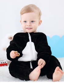 Fashion Penguin Climb Animal Contrast Color Flannel Baby Romper