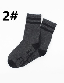 Fashion Dark Gray With Black Lettering Striped Socks With Letter Socks