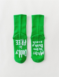 Fashion Green Striped Socks With Letter Socks