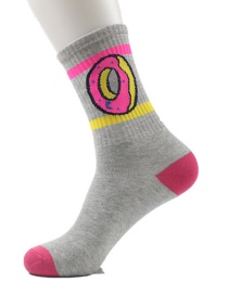 Fashion Gray Donuts Hit Color Mid-tube Cotton Sports Socks