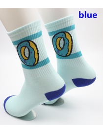 Fashion Blue Donuts Hit Color Mid-tube Cotton Sports Socks