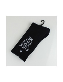 Fashion Black Letter Five-pointed Star Cotton Socks