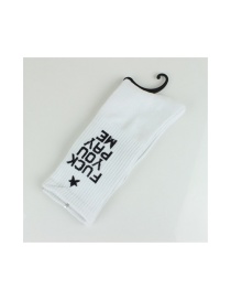 Fashion White Letter Five-pointed Star Cotton Socks
