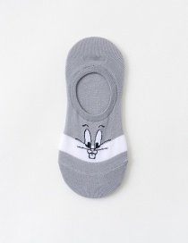 Fashion Rabbit Gray Dispensed Non-slip Angry Birds Rabbit Cotton Boat Socks