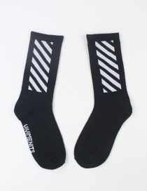 Fashion Diagonal Black And White Numbers And Letters In Cotton Socks