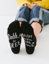 Fashion Black Letters On The Sole Of The Contrast Color Cotton Socks