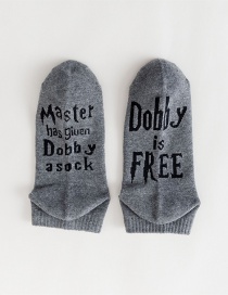 Fashion Gray Letters On The Sole Of The Contrast Color Cotton Socks