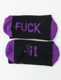 Fashion Purple Letter Contrast Color Mens Tube Socks