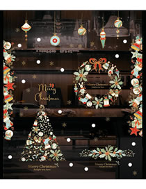 Fashion Wreath Christmas And New Year Window Glass Door And Window Wall Stickers