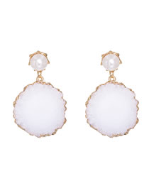Fashion White Resin Pearl Geometric Alloy Earrings