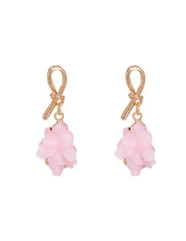 Fashion Pink Resin Crystal Stone Geometric Alloy Earrings