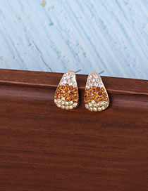 Fashion Gold Color Drop-shaped Diamond Alloy Geometric Earrings