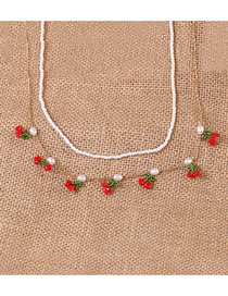 Fashion Cherry Fruit Cherry Resin Pearl Necklace Bracelet Set
