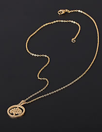 Fashion Gold Color Tree Shaped Hollow Pendant Stainless Steel Necklace