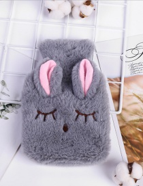 Fashion Gray Plush Squinted Rabbit Removable And Washable Hot Water Bottle