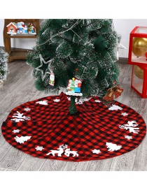 Fashion Red And Black Grid 122cm Christmas Embroidered Plaid Elk Tree Snowflake Skirt