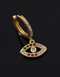 Fashion 1#gold Color Copper Inlaid Zircon Eye Stud Earrings (1pcs)