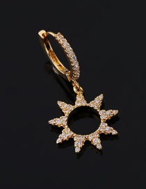 Fashion 3#gold Color Copper Inlaid Zircon Sun Earrings (1pcs)
