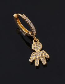 Fashion 4#gold Color Copper Inlaid Zircon Doll Ear Studs (1pcs)