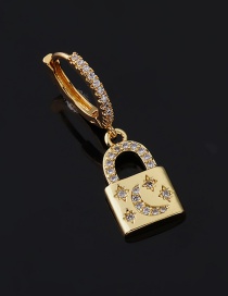 Fashion 14#gold Color Copper Inlaid Zircon Lock Earrings (1pcs)