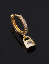 Fashion 5#gold Color Copper Inlaid Zircon Lock Earrings (1pcs)
