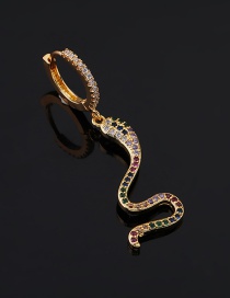 Fashion 3#gold Color Copper Inlaid Zircon Snake Earrings (1pcs)