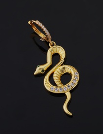 Fashion 5#gold Color Copper Inlaid Zircon Snake Earrings (1pcs)