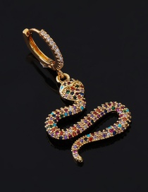 Fashion 6#gold Color Copper Inlaid Zircon Snake Earrings (1pcs)