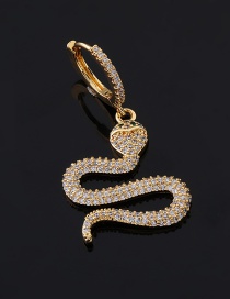 Fashion 10#gold Color Copper Inlaid Zircon Snake Earrings (1pcs)