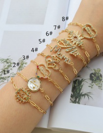 Fashion 2#gold Color Copper Inlaid Zircon Letter Bracelet