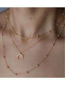 Fashion Gold Color Alloy Moon Pendant Multilayer Necklace