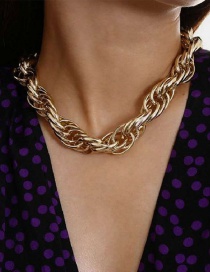 Fashion Gold Color Thick Chain Alloy Hollow Necklace