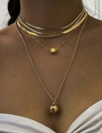 Fashion Gold Color Alloy Dice Ball Pendant Multilayer Necklace