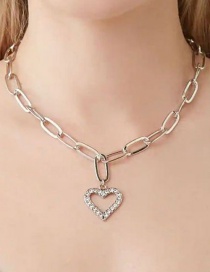Fashion Heart-shaped Square Chain Diamond Love Pendant Necklace