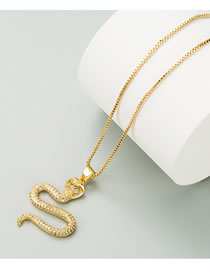 Fashion Gold Color Cobra-shaped Copper Pendant Necklace With Micro-inlaid Zircons