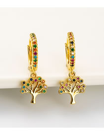 Fashion Color Tree Of Life Copper Gold-plated Color Preserving Electroplating Earrings
