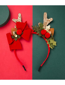 Fashion Color Christmas Series Bell Hair Ball Resin Flannel Antler Headband