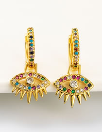 Fashion Color Eye Earrings With Gold-plated Copper And Zircon