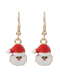 Fashion Santa Claus Christmas Series Alloy Drip Oil Santa Earrings