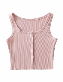 Fashion Pink Pit Striped Button Cardigan Vest