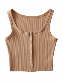 Fashion Khaki Pit Striped Button Cardigan Vest