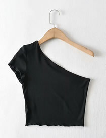 Fashion Black Irregular Strapless Short Sleeve T-shirt Vest