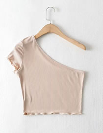 Fashion Khaki Irregular Strapless Short Sleeve T-shirt Vest